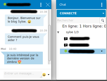chat zimbra - fonctionnalité - Syloé