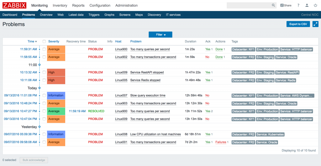 nouveautés de la supervision zabbix capture événements