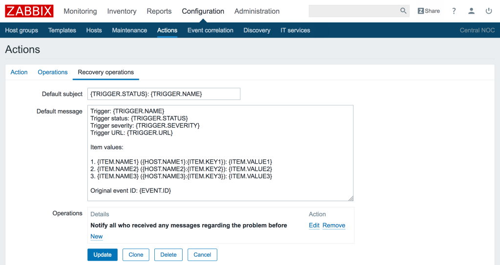 nouveautés de la supervision zabbix Opérations de récupération